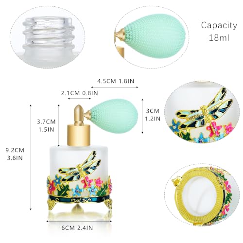 YU FENG N2 Frosted Glass Refillable Perfume Bottle 18ml with Hand-Painted Dragonfly Design