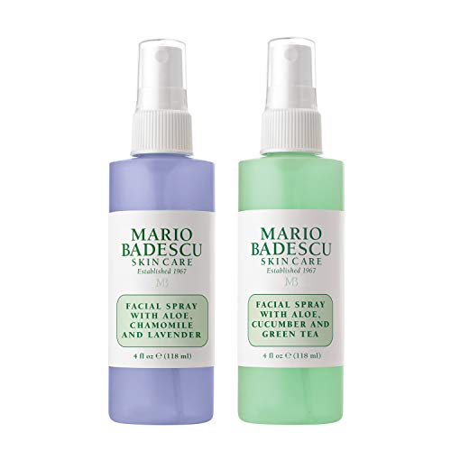 Mario Badescu Facial Spray Duo 4oz - Aloe, Chamomile & Lavender, Cucumber & Green Tea Hydrating Mist for Face, Neck & Hair