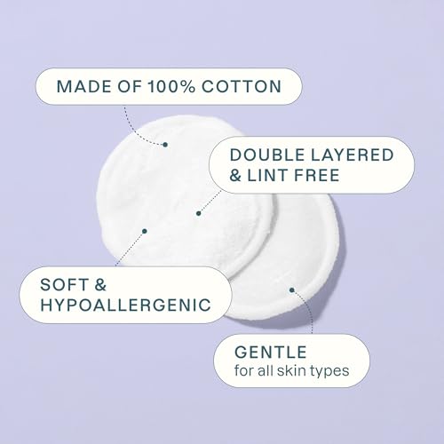 Cliganic Organic Cotton Rounds (300 Count) Makeup Remover Pads, Hypoallergenic, Lint-Free | 100% Pure Cotton