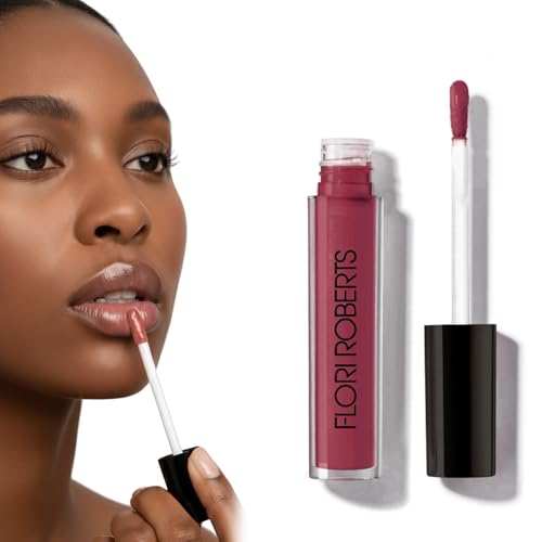 Flori Roberts Luscious Lip Lacquer in Run Raisin - Non-Sticky, High Shine Lip Gloss for Deeper Skin Tones
