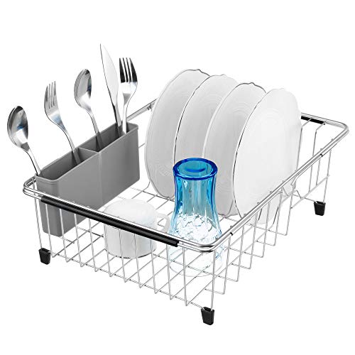 SANNO Plastic Utensil Holder Caddy for Kitchen Sink Organization