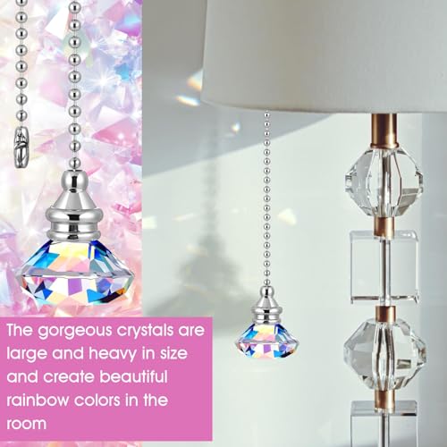 JOVITEC 2-Pack Crystal Pull Chain Extensions for Ceiling Fans - 1m Long