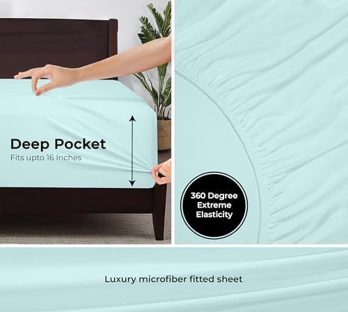 Aqua Twin Fitted Sheet - Ultra Soft Microfiber, Deep Pocket