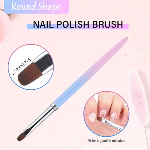 INENK Blue Nail Clean Up Brushes Set - 3 Pcs Precision Cuticle & Polish Remover Tools