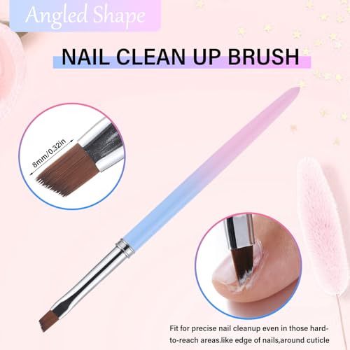 INENK Blue Nail Clean Up Brushes Set - 3 Pcs Precision Cuticle & Polish Remover Tools