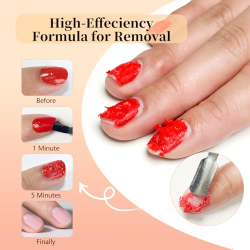 JODSONE 3Pcs Gel Nail Polish Remover Kit with Cuticle Oil & Latex Tape - No Soaking