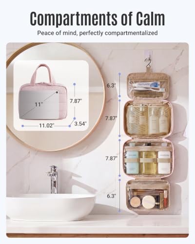 LIGHT FLIGHT Large Navy Blue Travel Toiletry Bag - Hanging Organizer for Makeup & Toiletries