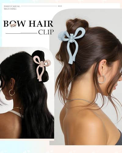AWAYTR 4Pcs 5.1" Matte Bow Claw Clips, Extra Large for Thick Hair