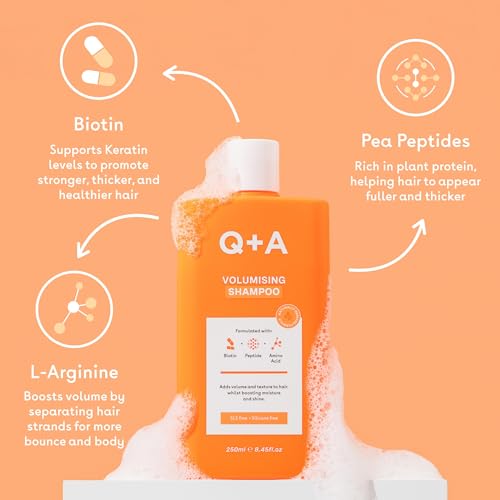 Q+A Volumising Hair Shampoo 250ml - Thickening & Strengthening for Fine Hair with Biotin