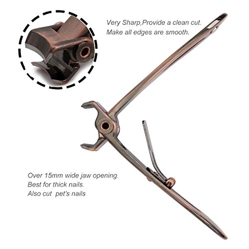 Bronze Toenail Clippers for Thick Nails - Ultra Wide Jaw Opening