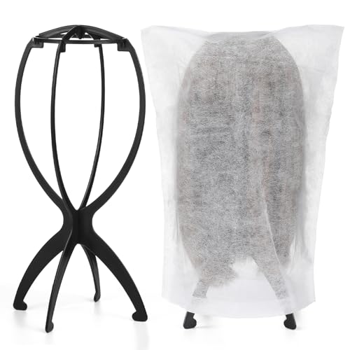 ProSuites Wig Stand Set with Dust Bags - 2 Pack Portable Wig Holders