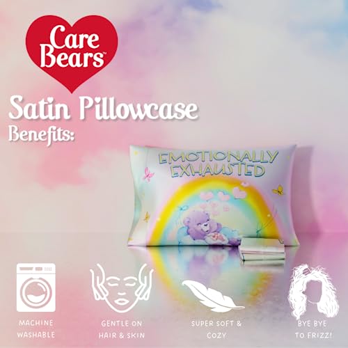 Care Bears Satin Pillowcase 20x30 - Soft & Smooth for Hair & Skin
