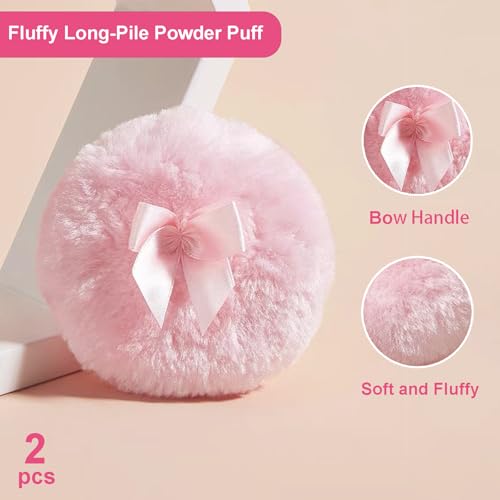 Qopoto Crystal Glass Powder Container with 4 Soft Velvet Body Powder Puffs
