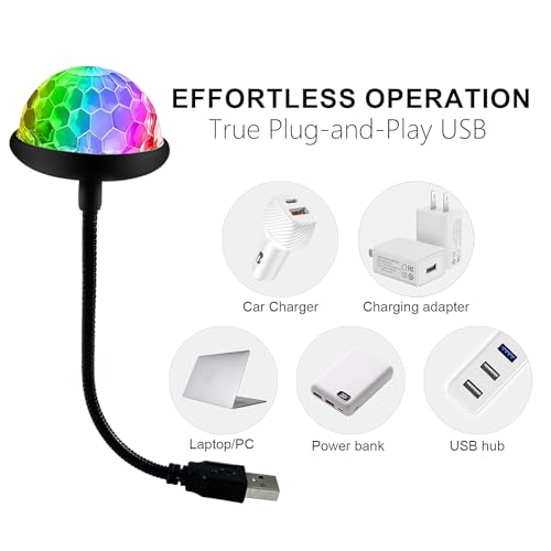 2-Pack USB Mini Disco Ball Party Lights - Sound Activated DJ Lighting