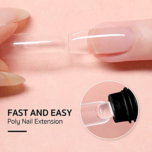 GAOY Poly Gel Nail Kit with UV Light Starter Kit – Set C, 6 Colors Nude Pink Black, Includes Top/Base Coat, Lamp & Tools