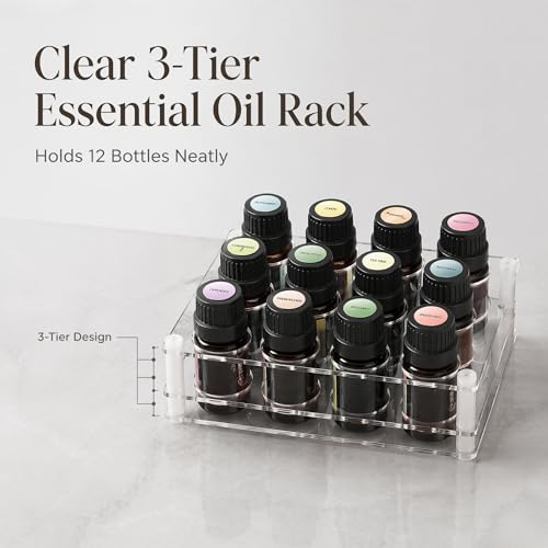 BOXIN Acrylic 2-in-1 Storage Rack for 10/15/20ml Essential Oils & Slim Lipsticks - Clear Desktop Organizer