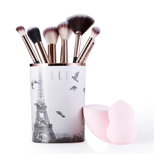 ELLE 10-Piece Professional Makeup Brush Set - Soft Synthetic Bristles