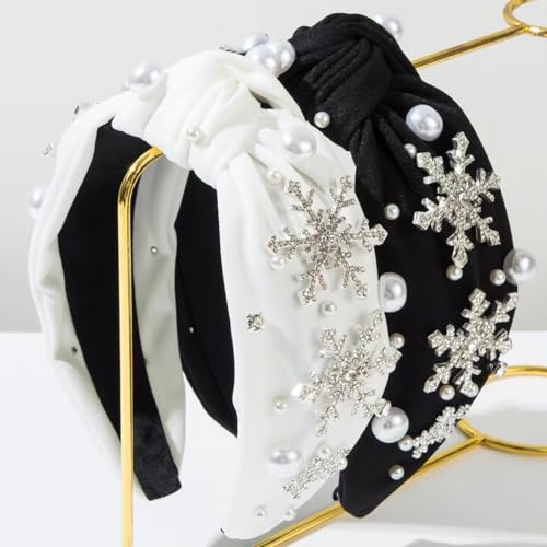 Gmmidea Christmas Snowflake Headbands for Women Black Holiday Hair Accessory