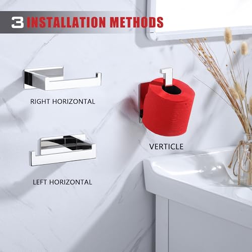 LANC Stainless Steel Wall-Mounted Toilet Paper Holder - Self-Adhesive