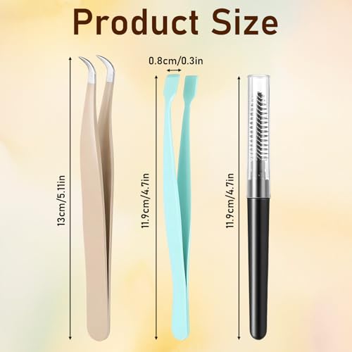 3Pcs Eyelash Extension Tweezers Set - Curved & Flat Tips