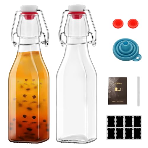 8oz Swing Top Glass Bottles - 2 Pack with Airtight Stoppers