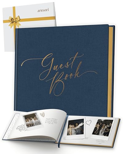 Elegant Navy Wedding Guest Book with Gold Foil Accents - 100 Pages