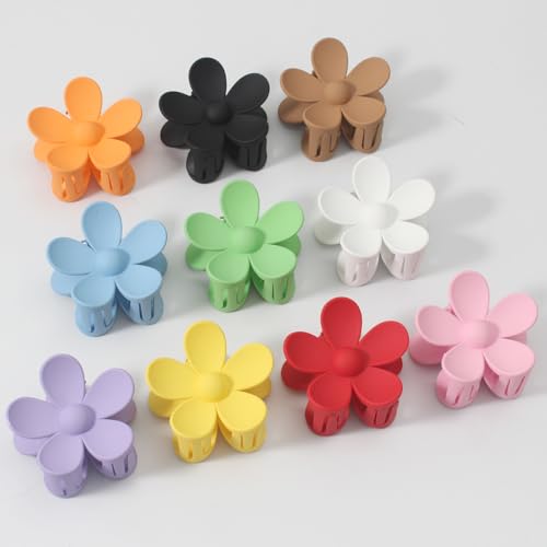 Merdia 10 Pack Matte Flower Hair Claw Clips for Women & Kids - Strong Grip, Non-Slip Hair Accessories for Thin & Short Hair