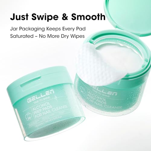 Gellen Nail Prep Wipes - Lint-Free Alcohol Pads for Nail Cleaning, 120 pcs