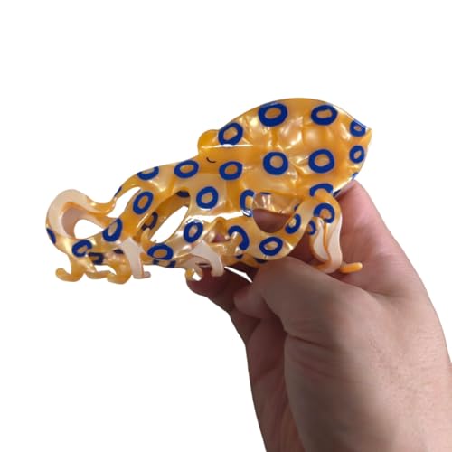 Blue-Ringed Octopus Hair Claw Clip - Durable Cellulose Acetate Accessory