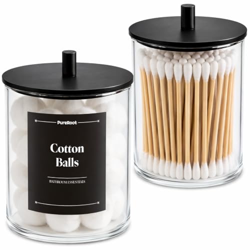 Glass Qtip Holder Dispenser Set - 10oz & 15oz Jars with Wood Lid
