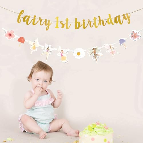 Fairy 1st Birthday Banner Set - Garden Theme Party Decoration