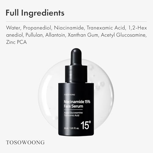 TOSOWOONG Niacinamide 15% Face Serum for Pore Minimizing & Dark Spots, 30ml