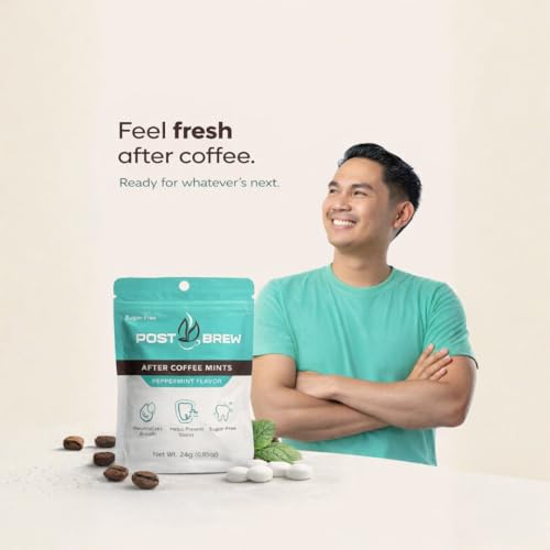 PostBrew Sugar-Free Peppermint Mints for Coffee Drinkers - 30 Count