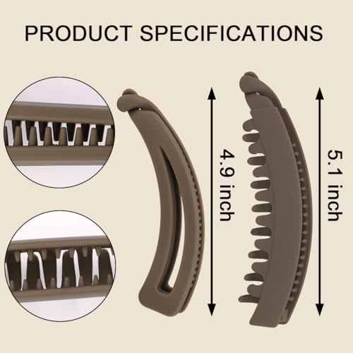 6PCS Matte Banana Hair Clips for Strong Hold Ponytails