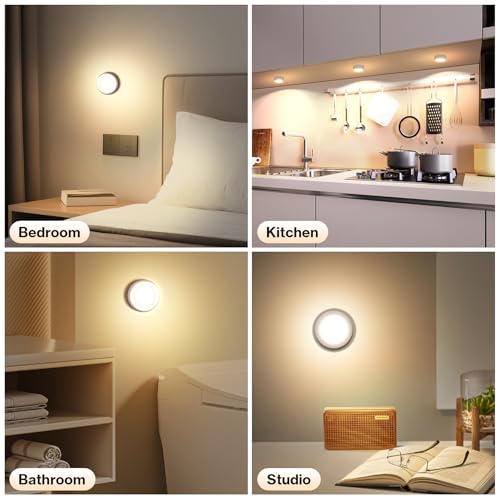 Cadrim Rechargeable Under Cabinet Lighting with Remote Control - 13 RGB Colors, Magnetic Puck Light