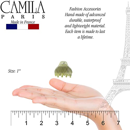 Camila Paris Green 1-Inch French Small Claw Hair Clips Set of 2 for Women
