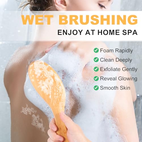 WICFITT Dry Brushing Body Brush with Bamboo Handle - Exfoliating Boar Bristles for Skin Care