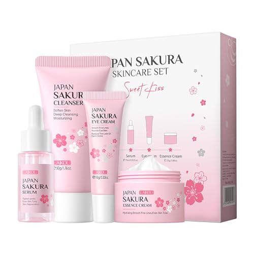 LAIKOU Sakura Skin Care Set - 4-Piece Facial Travel Kit for Hydration