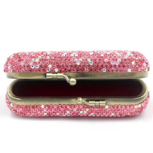 Bestbling Pink Rhinestone Crystal Lipstick Case Holder Organizer Bag for Women