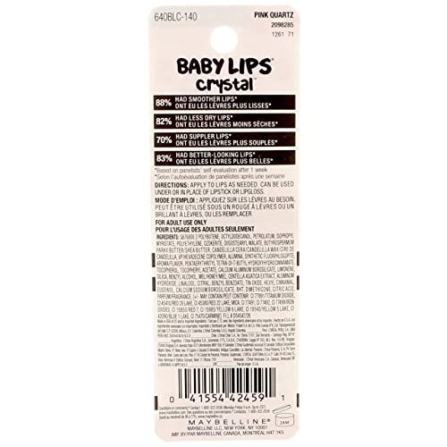 Maybelline Baby Lips Crystal Lip Balm Pink Quartz 0.15 oz Pack of 2