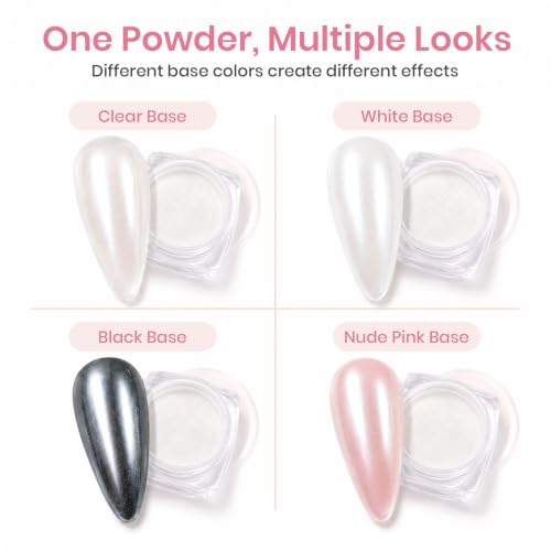 Beetles White Pearl Chrome Nail Powder C-White Pearl-1 1 Jar Gel & Nail Art