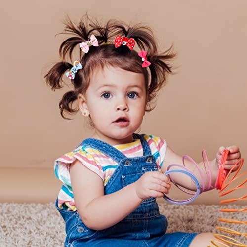 50 Pcs Girls Elastic Hair Ties with Cute Bows - Soft Colorful Hair Bands