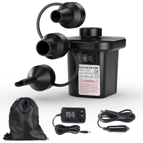 Motorenbau Electric Air Pump for Inflatables - 110V AC/12V DC, 3 Nozzles