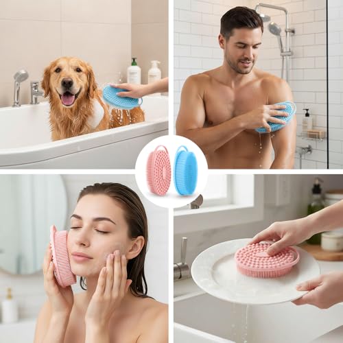Silicone Body Scrubber Set - 2 Pcs Exfoliating Loofah for All Skin Types