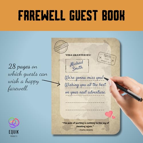 Funny Farewell Guest Book with Fake Passport for Coworkers