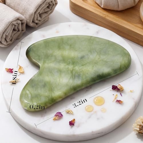 BAIMEI Facial Massage Set with Rose Quartz Roller & Jade Gua Sha - Skin Care Tools for Face & Neck