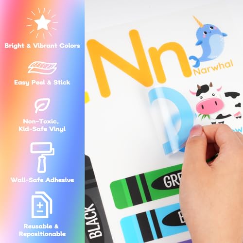 AOWDIAO Educational Wall Decals for Kids - Alphabet, Numbers & Animals