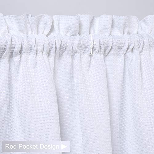 CAROMIO Waffle Woven White Valance Curtain - 60x15 Inch
