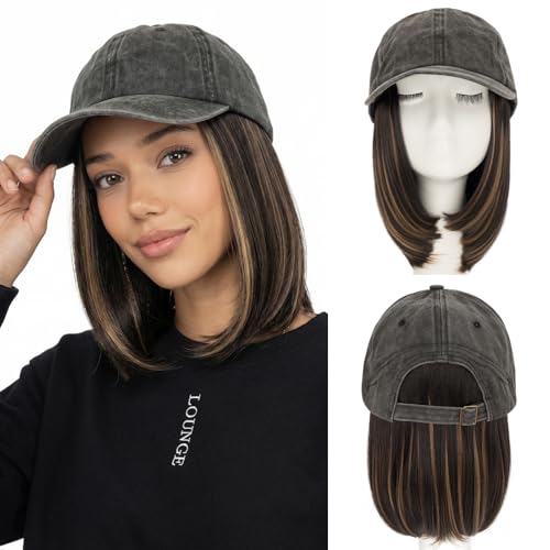 SEGOHAIR Baseball Cap with 6-Inch Synthetic Straight Hair Extension