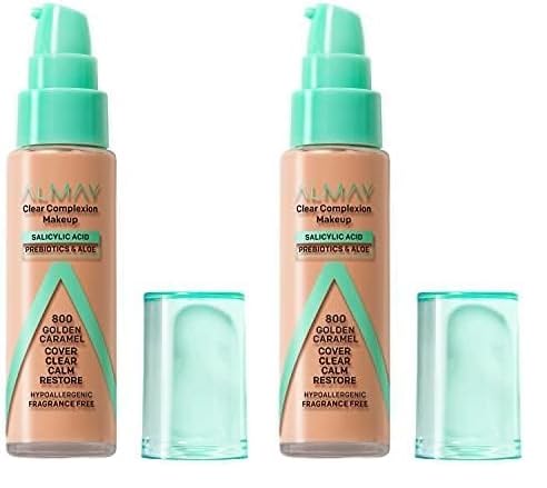 Almay Clear Complexion Foundation - Oil-Free Makeup for Acne-Prone Skin | Buildable Coverage, Soft-Matte Finish, 1 fl oz